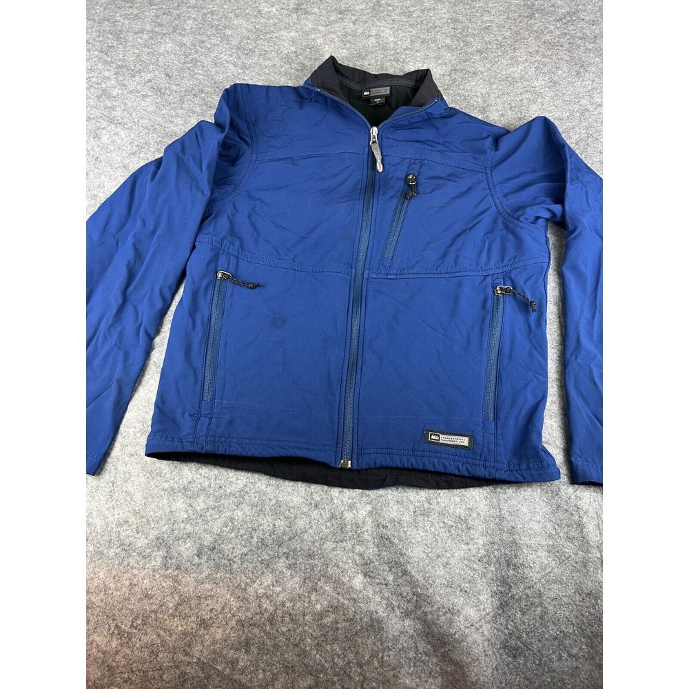 REI Co-Op Essential Rain Jacket Mens M Blue Nylon Windbreaker Full Zip